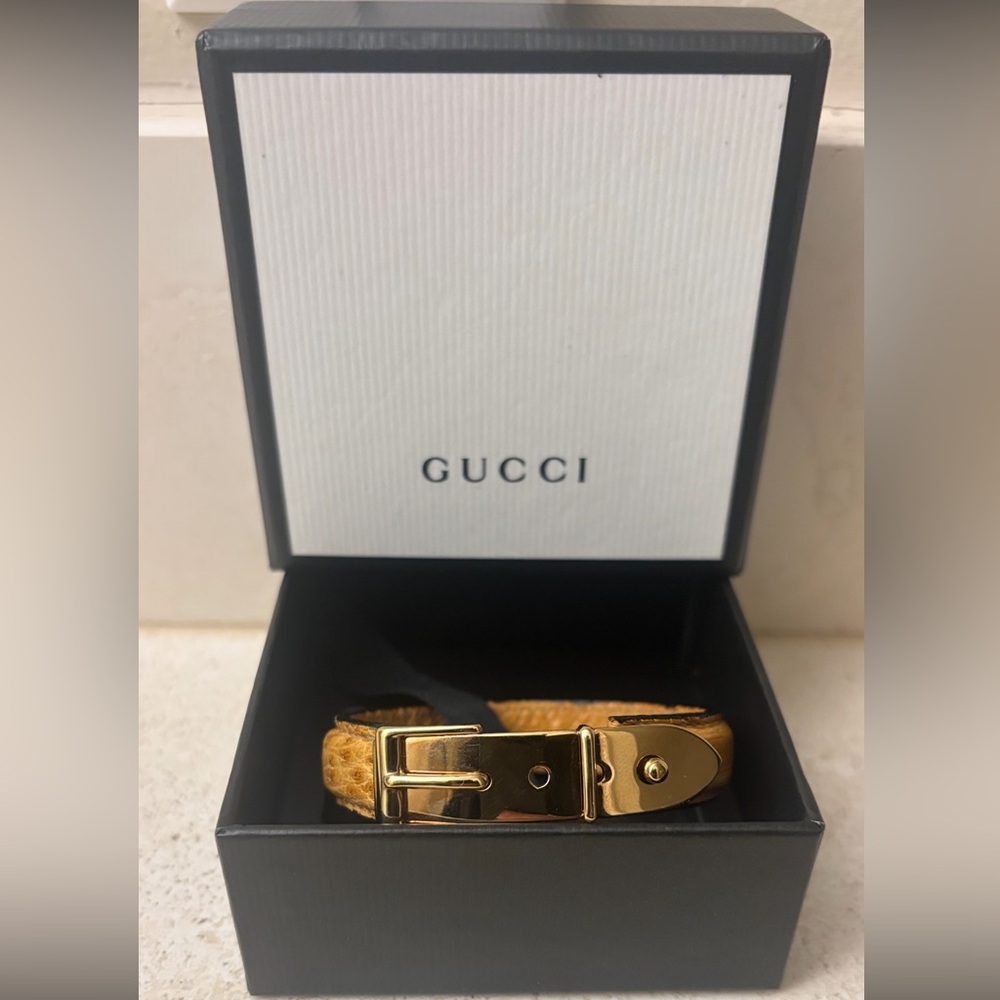 Gucci Authentic Ostrich Leather Bangle & Box - Picture 2 of 13